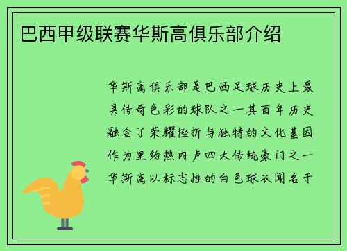 巴西甲级联赛华斯高俱乐部介绍